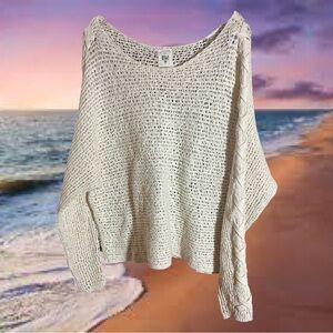 Billabong Chill Put Loose Weave Sweater/ Cover Up in cream Women’s Size Medium